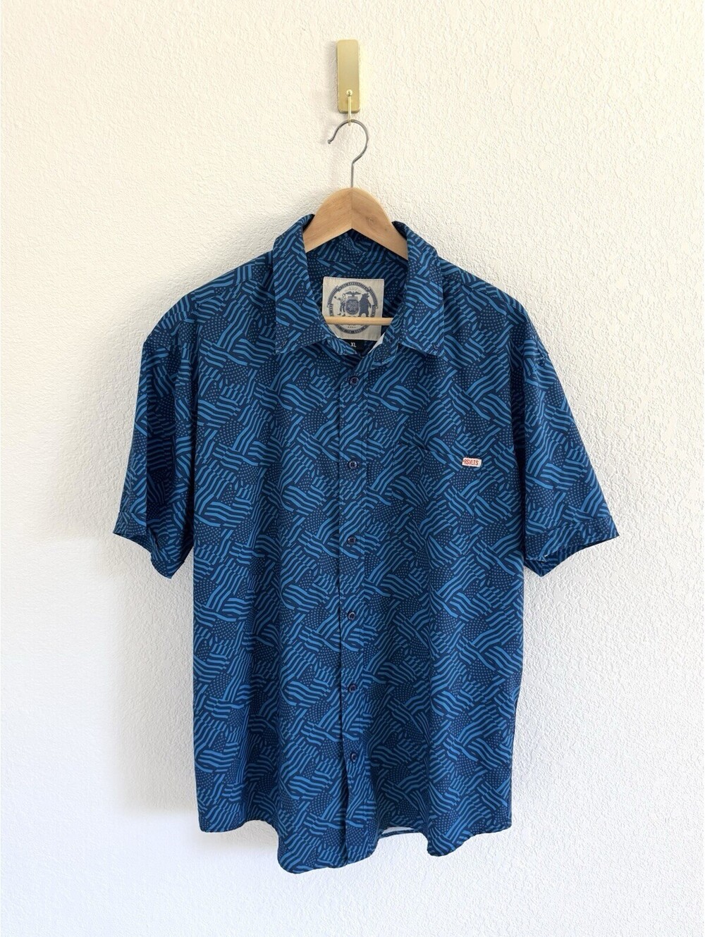 RSVLTS America the Bluetiful KUNUFLEX Shirt Mens XL Blue American Flag USA